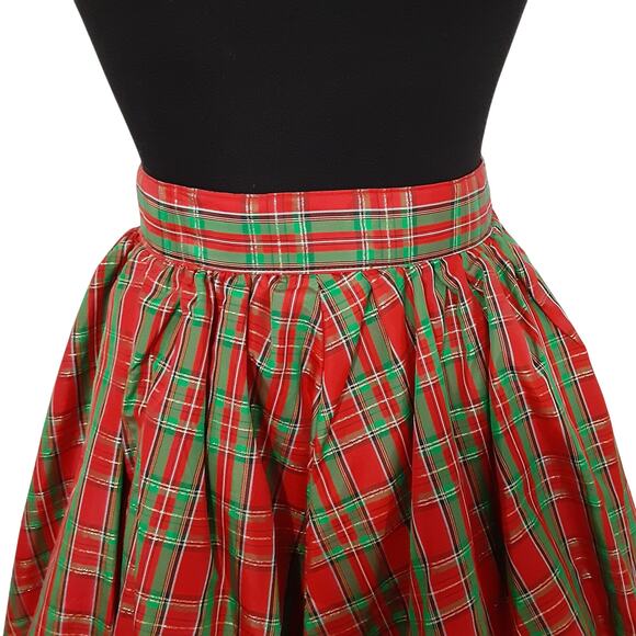 Vintage Handmade Bubble Hem Midi Skirt Holiday Plaid Twirl Skirt Christmas Retro - Picture 3 of 11